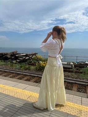 Mango Tiered Linen-Blend Maxi Skirt